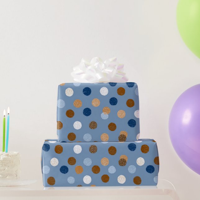 Blaues und braunes Vatertagsmuster  Geschenkpapier (Partygeschenke)