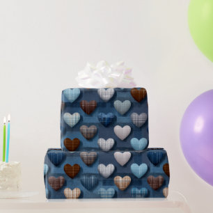 Blaues und braunes Vatertagsmuster  Geschenkpapier