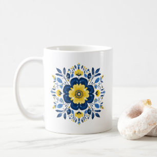 Blaues und gelbes Blumenmuster Kaffeetasse