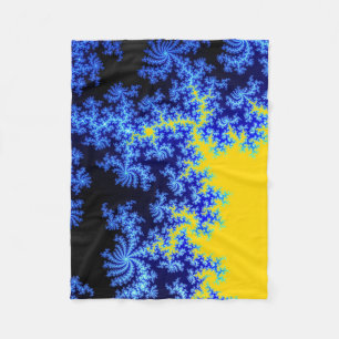 Blaues und gelbes Eiskristall Fleecedecke