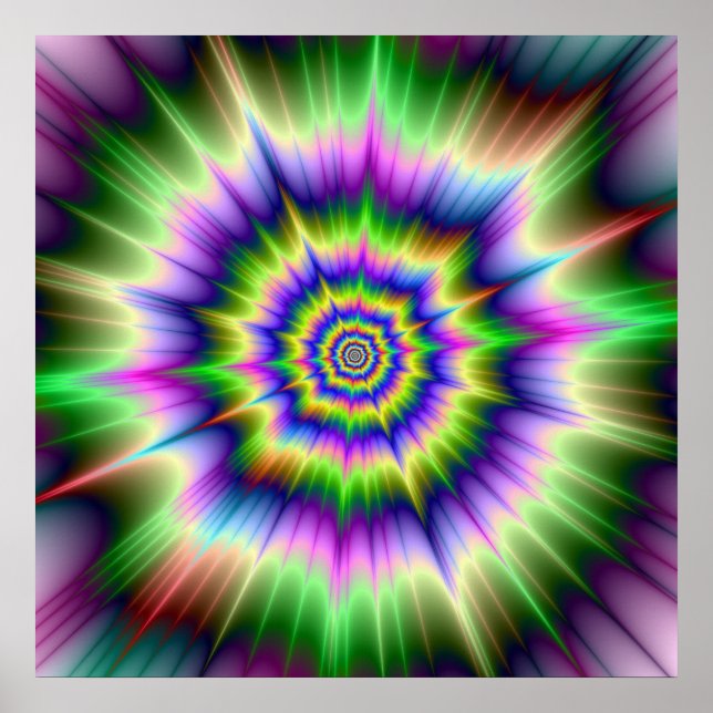 Blaues und gelbes Explosionspopster Poster (Vorne)