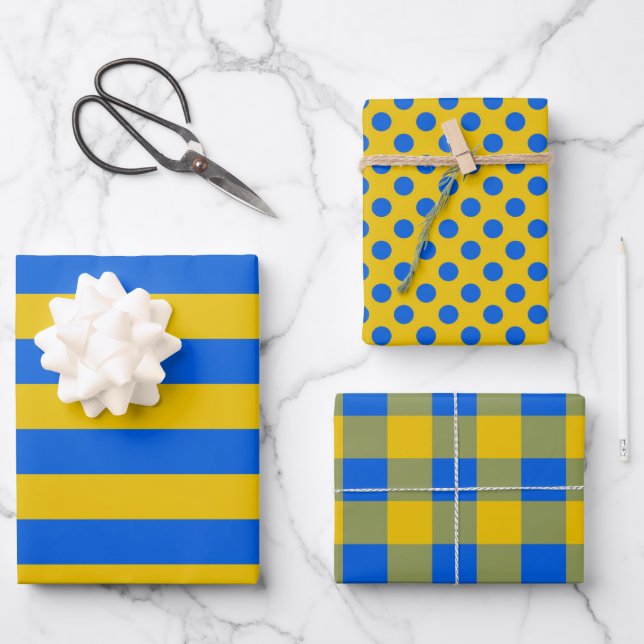 Blaues und gelbes Geschenkpapier, ukrainische Flag Geschenkpapier Set (Vorderseite)