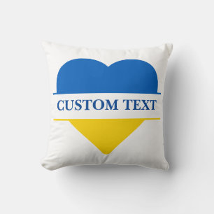 Blaues und gelbes Herz. Eigener Text. Personalisie Kissen