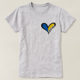 Blaues und gelbes Herz mit Inschrift Ukraine T-Shirt