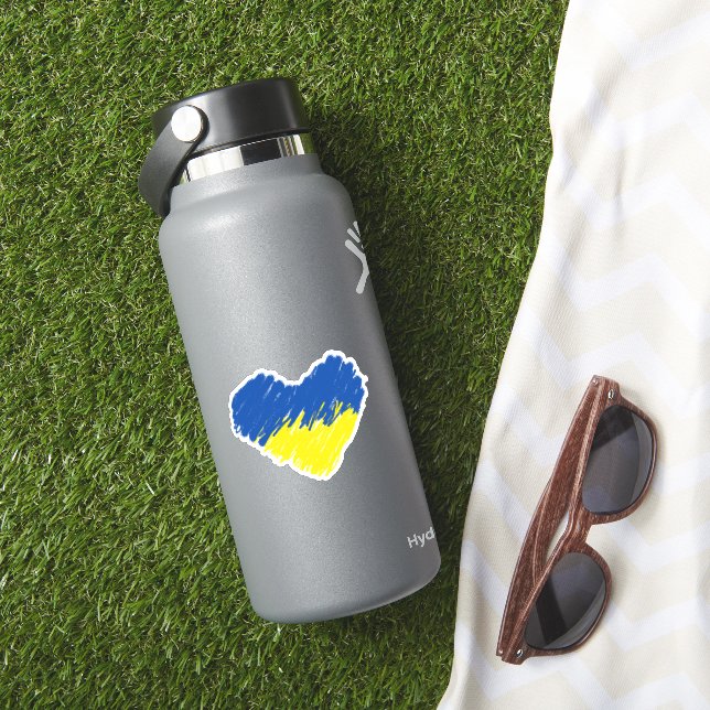 Blaues und gelbes Herz, ukrainische Flaggenfarben Aufkleber (HydroFlask Insitu)