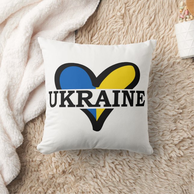 Blaues und gelbes Herz, ukrainische Flaggenfarben Kissen (Decke)