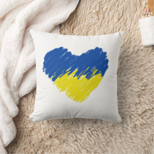 Blaues und gelbes Herz, ukrainische Flaggenfarben Kissen