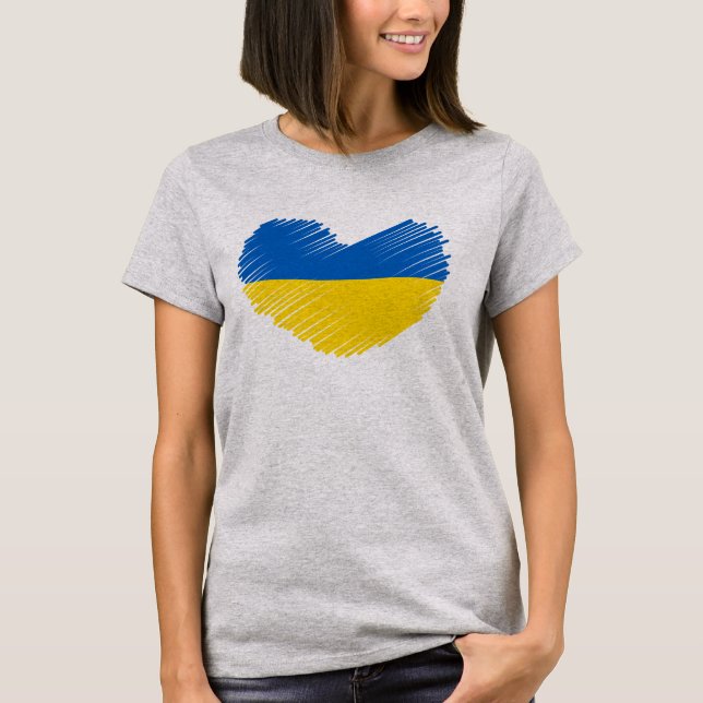 Blaues und gelbes Herz, ukrainische Flaggenfarben T-Shirt (Vorderseite)