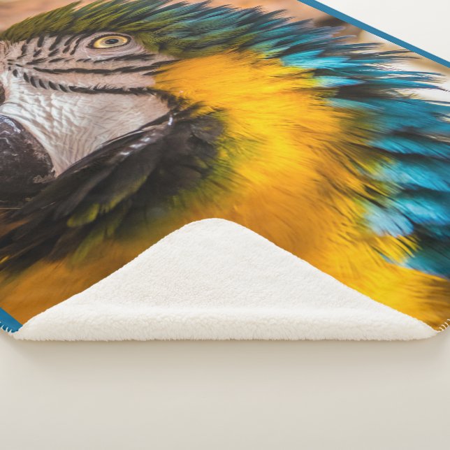 Blaues und gelbes Makaportrait Sherpadecke (3/4)