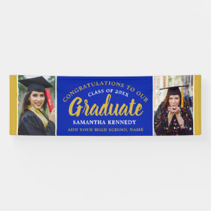 Blaues und goldenes Gratulations-Graduierter Zwei- Banner