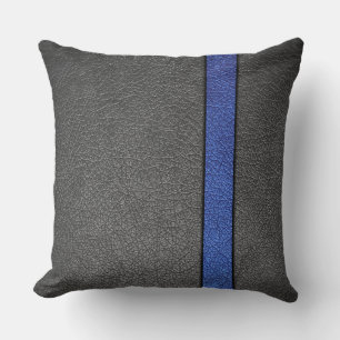 Blaues und graues Leder Kissen