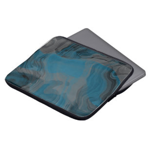 Blaues und Graues Marmor-Abstrakt Laptopschutzhülle