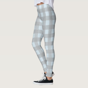 Blaues und graues Pastellkariertes Leggings