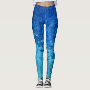 blaues und grünes abstraktes Farbglas Leggings