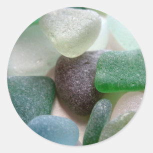 Blaues und grünes Glas Runder Aufkleber
