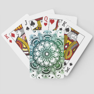Blaues und grünes Mandala Kartendeck