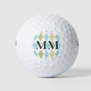 Blaues und grünes Monogramm-Initial Golfball
