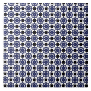 Blaues und grünes Muster #1 Fliese