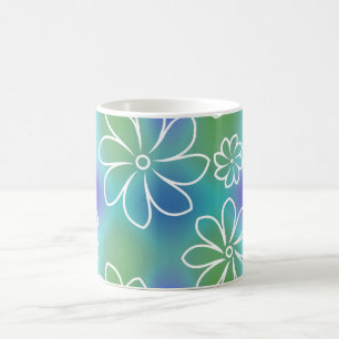 Blaues und grünes Nahtloses Blumenmuster Kaffeetasse
