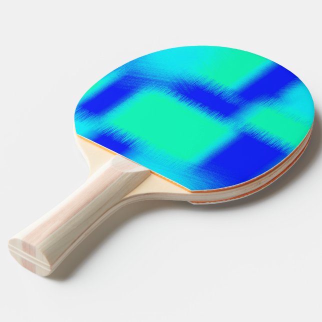Blaues und grünes Patchwork Tischtennis Schläger (Rückseitenansicht)
