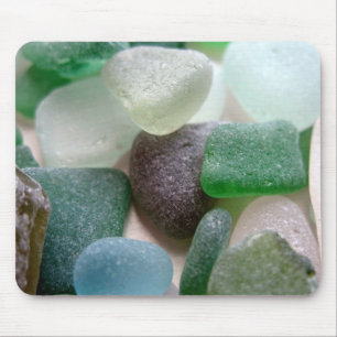Blaues und grünes Seeglas Mousepad