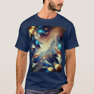 Blaues und Kupfer-Blatt-Abstrakt-T-Shirt T-Shirt