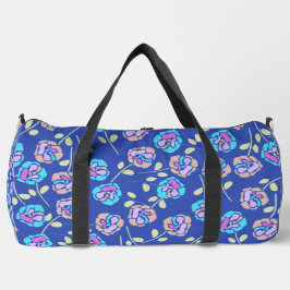 Blaues und lila Blumenmuster Duffle Bag