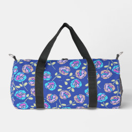 Blaues und lila Blumenmuster Duffle Bag
