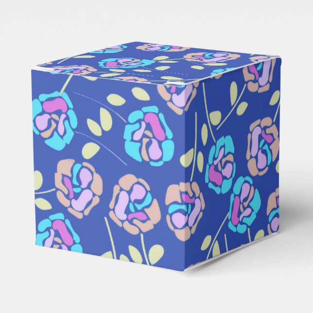 Blaues und lila Blumenmuster Geschenkschachtel (Vorderseite)