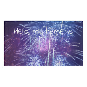 blaues und lila Feuerwerk Namenschild