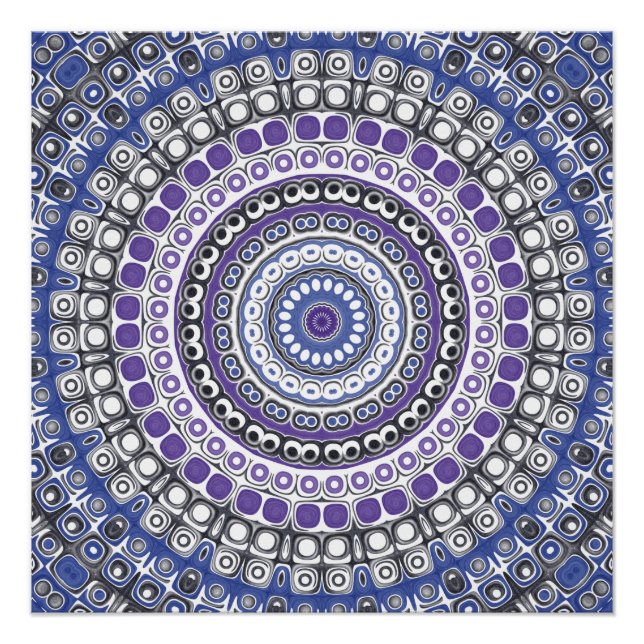 Blaues und Lila geometrisches Muster Poster (Vorderseite)