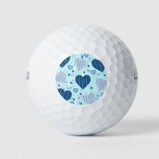 Blaues und Lila Herz Golfball (Vorderseite)