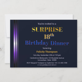 Blaues und Lila Überraschungsfest am 18. Geburtsta Einladung
