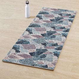 Blaues und Mauve abstraktes Terrazzo-Design Yogamatte