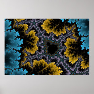 Blaues und orange korallenrotes Plakat