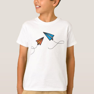 Blaues und orange Paperplanes T-Shirt