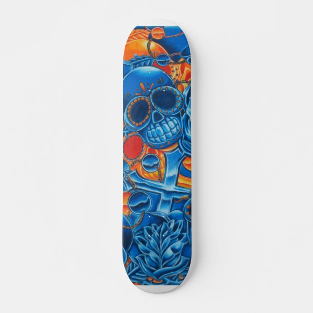 Blaues und orange Schädel-Skateboard Skateboard (Vorne)