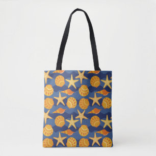 Blaues und orange Seashell-Muster