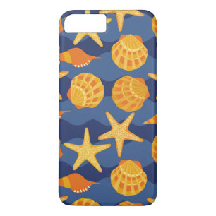Blaues und orange Seashell-Muster Case-Mate iPhone Hülle