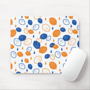 Blaues und orangefarbenes Lemon-Muster, spielerisc Mousepad