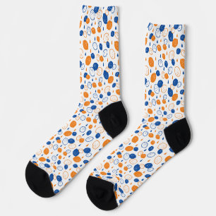 Blaues und orangefarbenes Lemon-Muster, spielerisc Socken