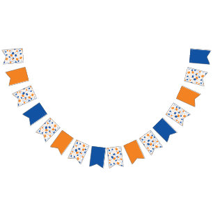 Blaues und orangefarbenes Lemon-Muster, spielerisc Wimpelkette