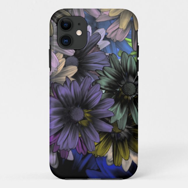Blaues und oranges Blumenmuster Case-Mate iPhone Hülle (Rückseite)