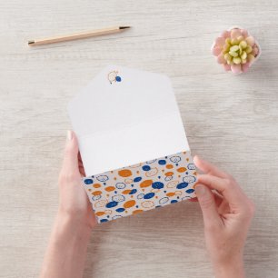 Blaues und Oranges Zitronenmuster Spielend Obst-Th All In One Einladung