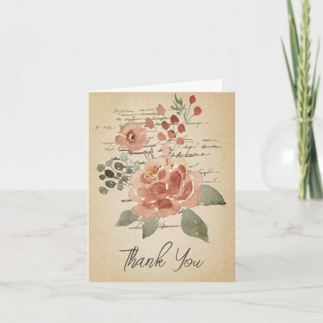 Blaues und rosa Aquarellparchment Karte (Vorderseite)