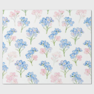 Blaues und rosa Blumenmuster Geschenkpapier