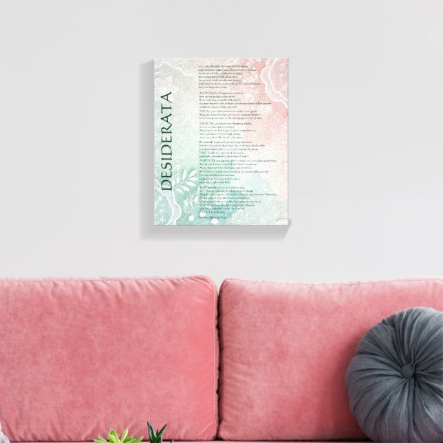 Blaues und rosa Blumenmuster mit Spitze Leinwanddruck (Insitu (Wohnzimmer))