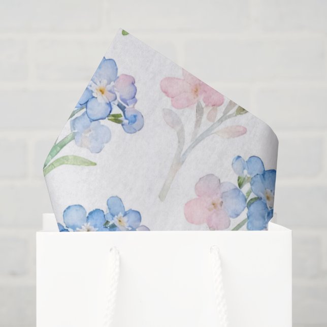Blaues und rosa Blumenmuster Seidenpapier (Geschenktüte)
