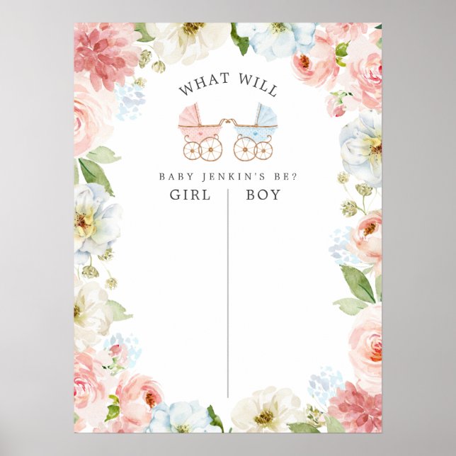 Blaues und rosa Geschlecht offenbart Stimmzeichen  Poster (Vorne)