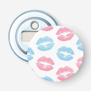 Blaues und rosa Lippenmuster, Lippenstift, Kuss Flaschenöffner